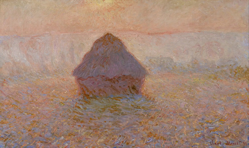Kvarn, sol i dimma - Claude Monet