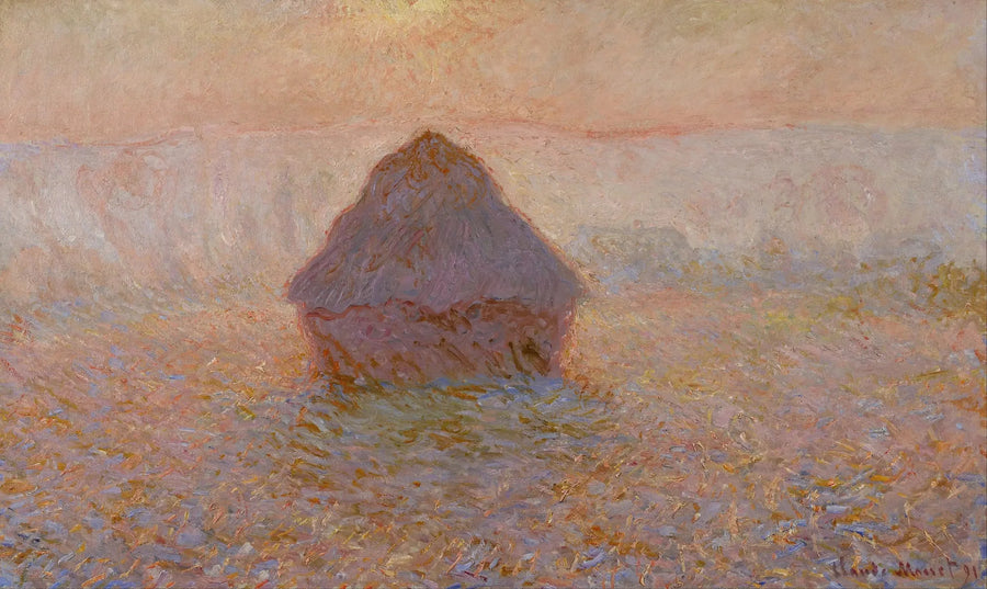 Kvarn, sol i dimma - Claude Monet