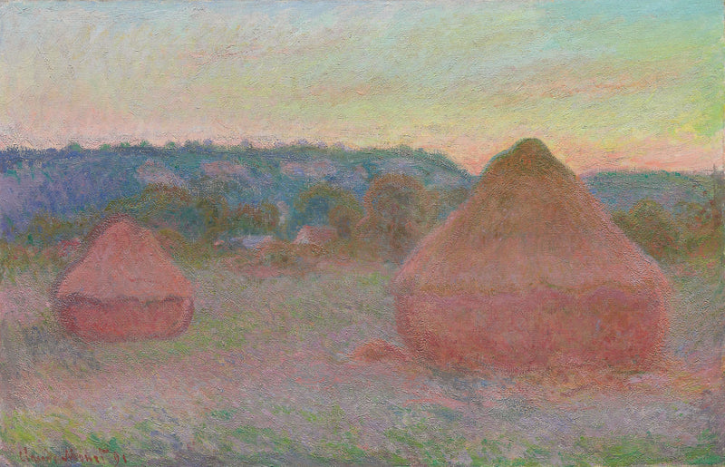 Två kvarnar, dagens nedgång, höst - Claude Monet