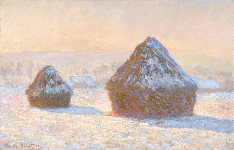 Kvarnar, snöeffekt, på morgonen - Claude Monet