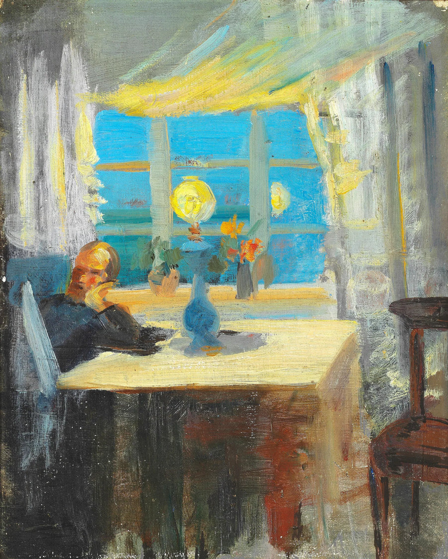 Michael Ancher läser tidningen. - Anna Ancher