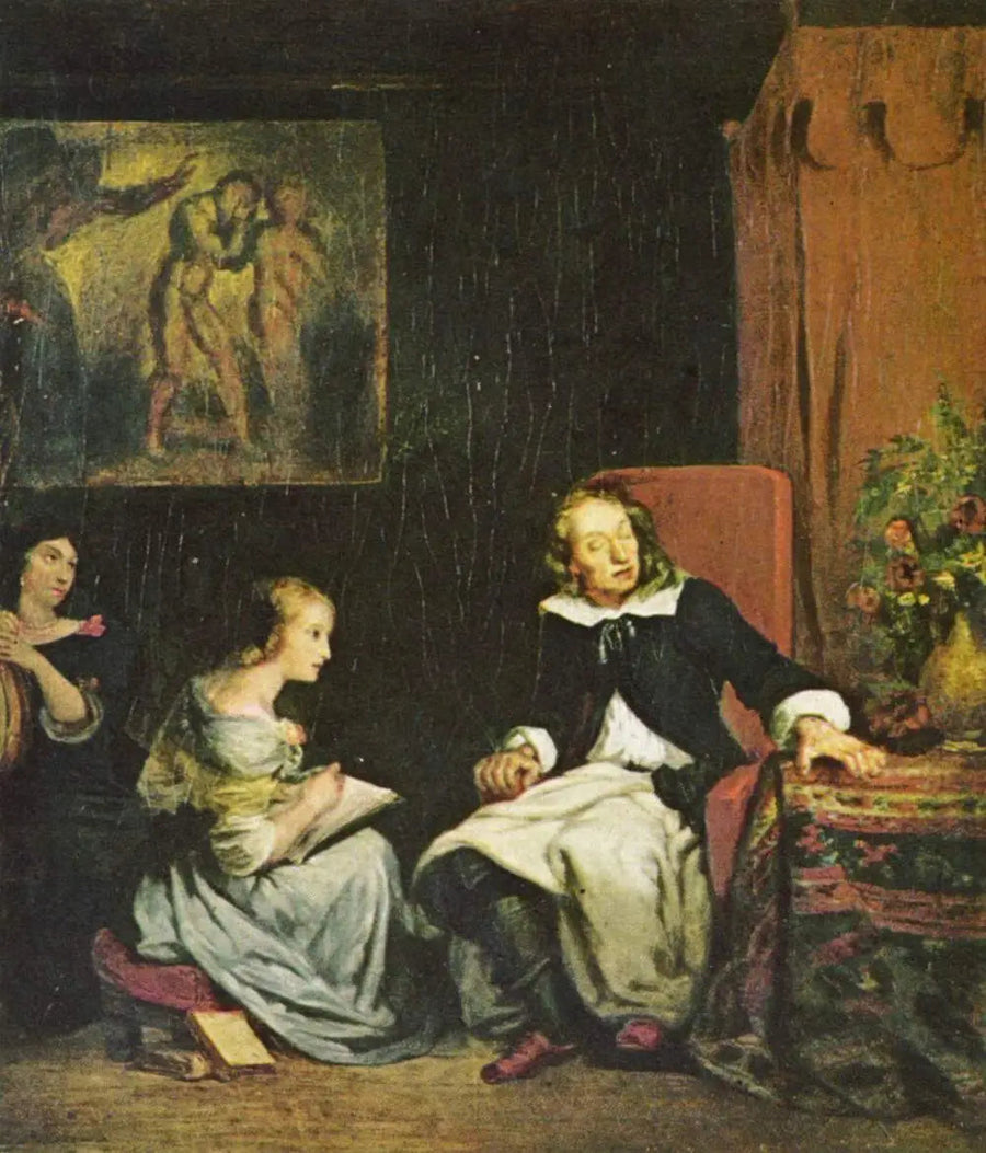 Milton som dikterar sitt episka poem, "Det förlorade paradiset" till sina döttrar - Eugène Delacroix