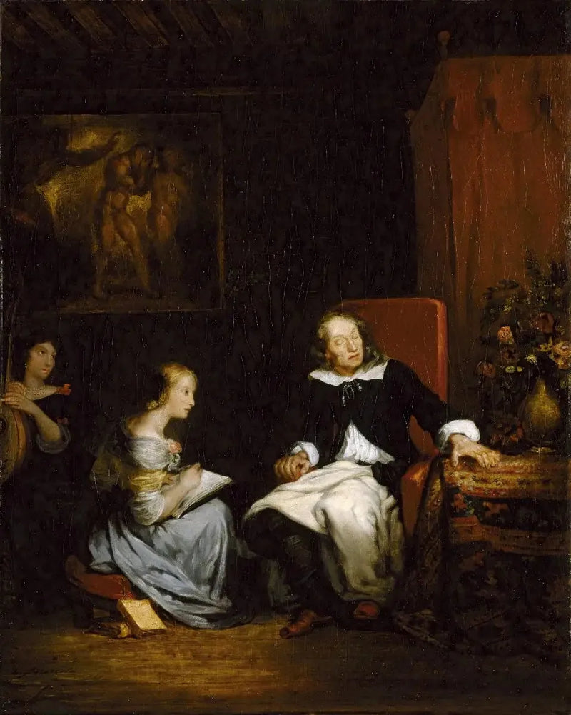 Milton som dikterar sitt episka poem, 