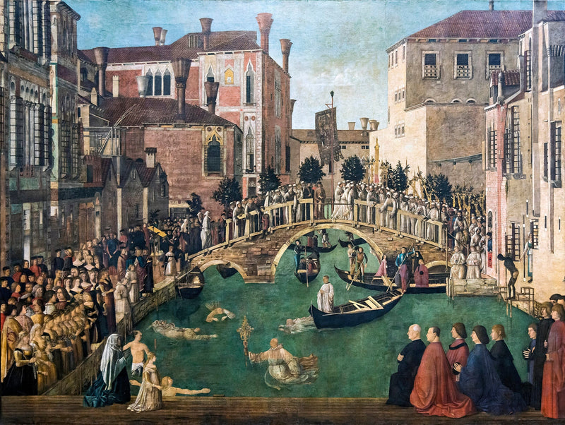 Mirakel av korset vid San Lorenzo-bron - Gentile Bellini