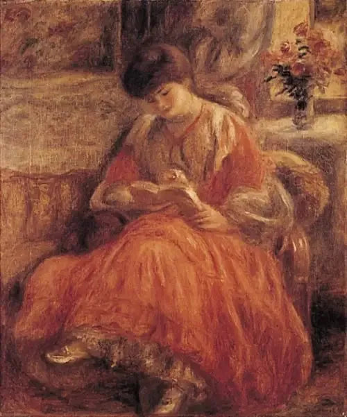 Misia Godebska-Sert sittande - Pierre-Auguste Renoir