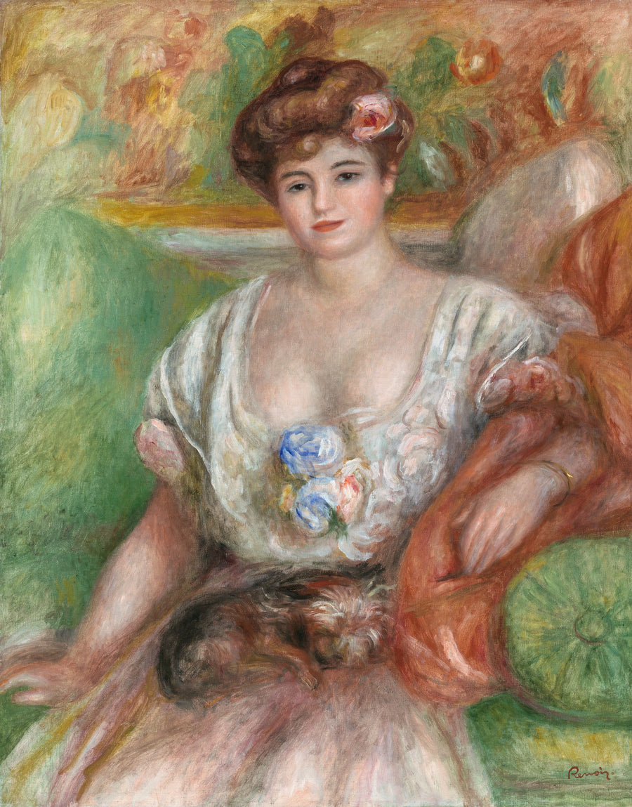 Misia Sert med en liten hund - Pierre-Auguste Renoir