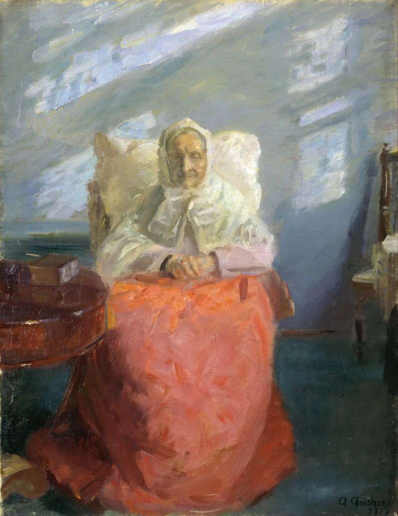 Mme Ane Brøndum i det blå rummet - Anna Ancher