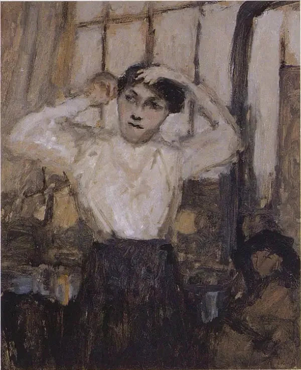 Modell som fixar håret i verkstaden - Édouard Vuillard