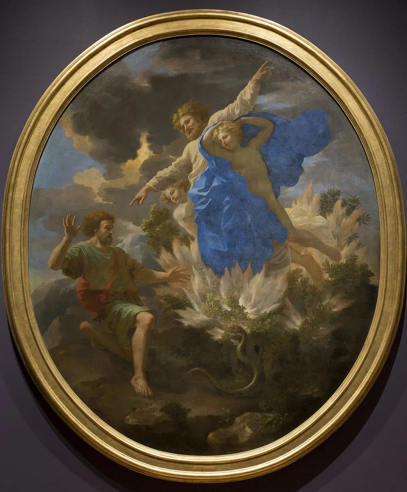Mose framför den brinnande busken - Nicolas Poussin