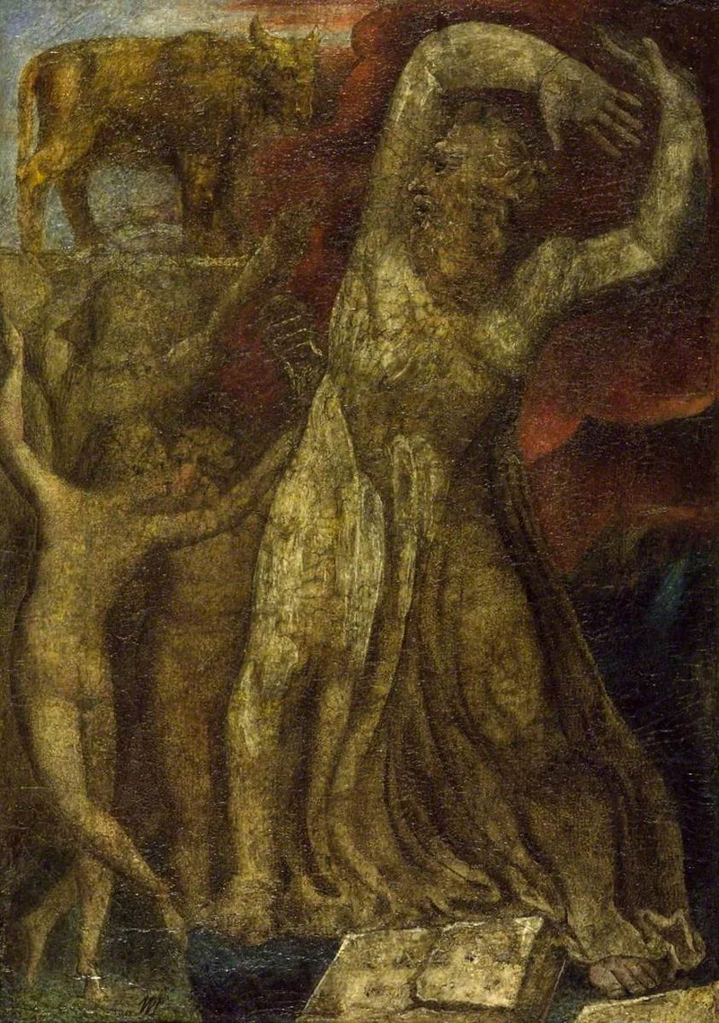 Moses förargad inför guldkalven - William Blake