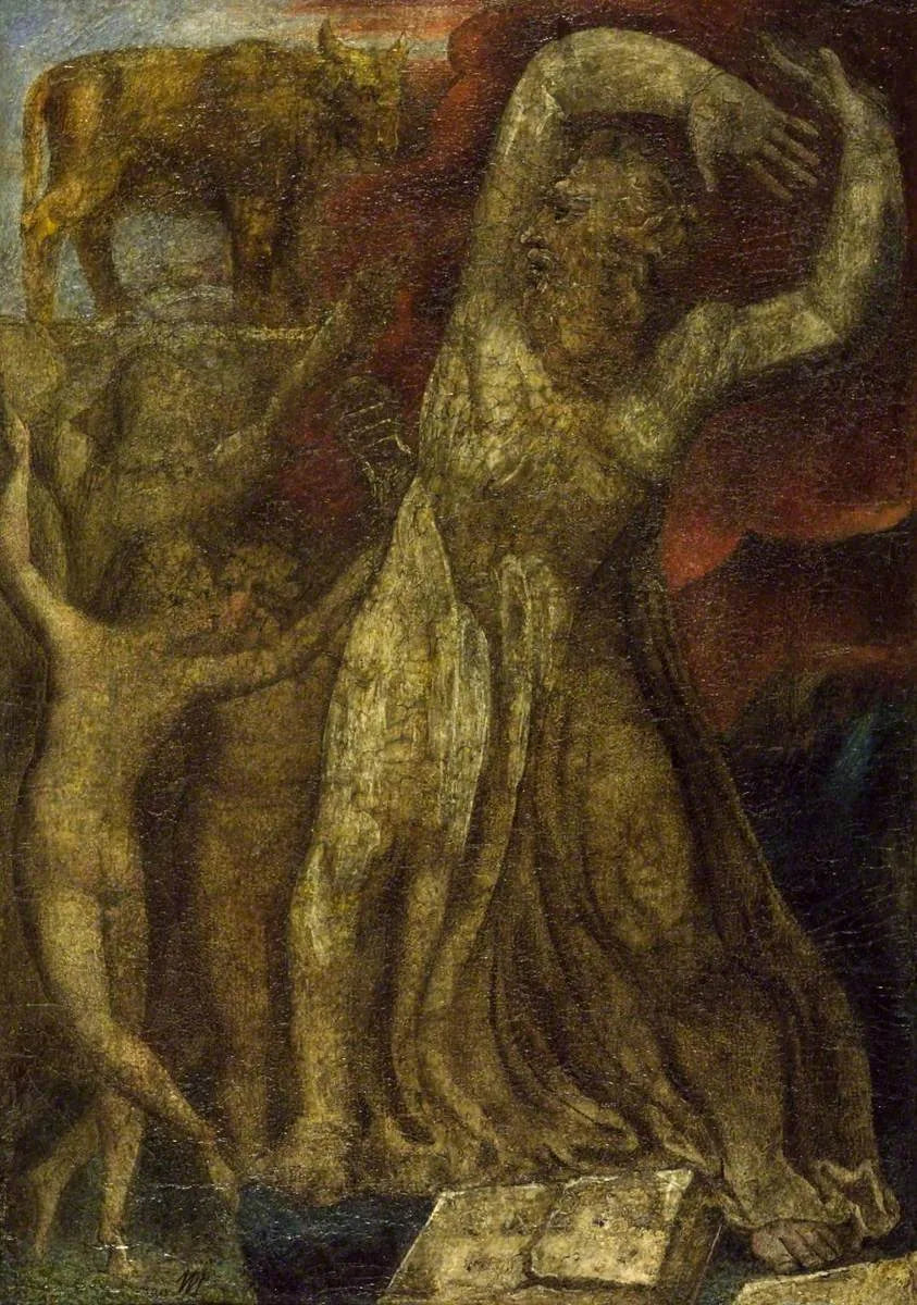 Moses förargad inför guldkalven - William Blake