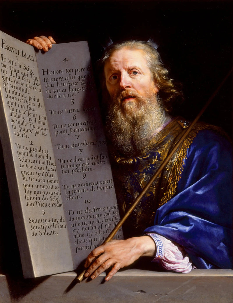 Mose som presenterar Lagens tavlor - Philippe de Champaigne