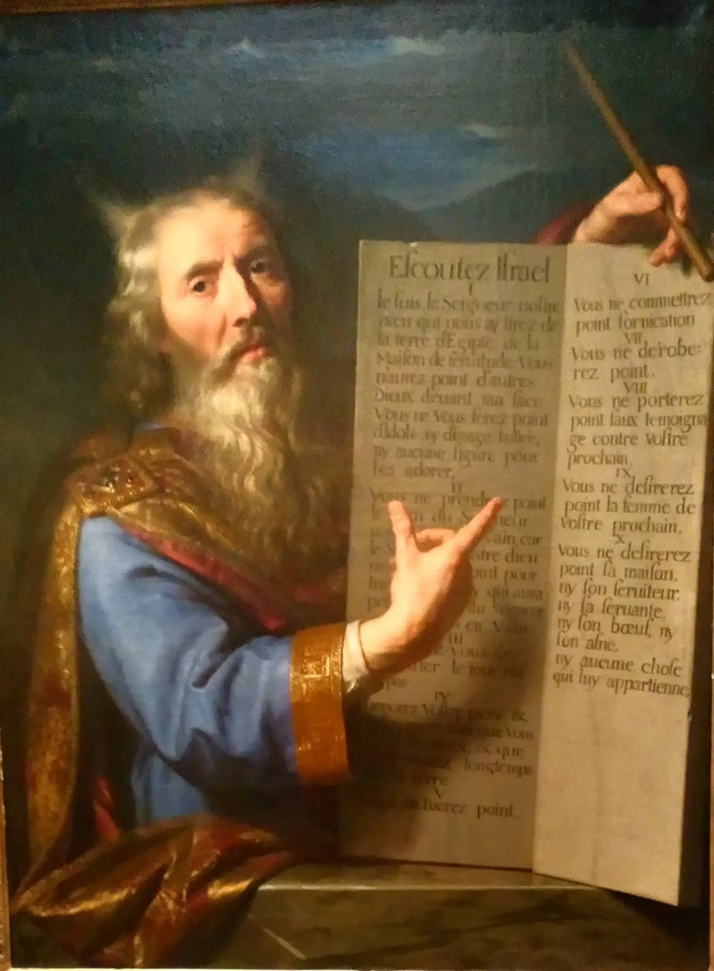 Mose som presenterar lagtabellerna - Philippe de Champaigne
