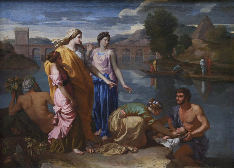 Mose räddad ur vattnet - Nicolas Poussin