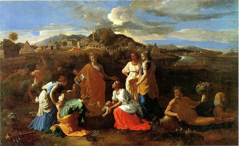 Mose räddad ur vattnet - Nicolas Poussin