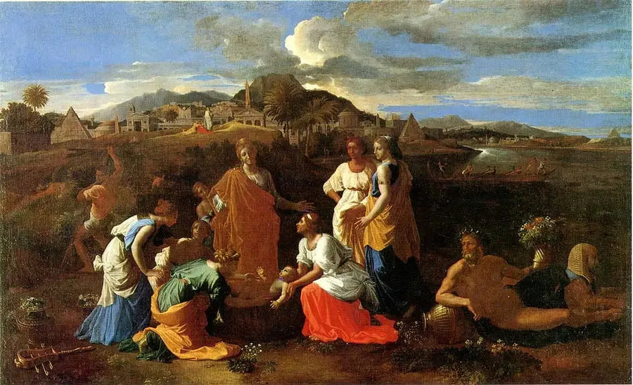 Mose räddad ur vattnet - Nicolas Poussin