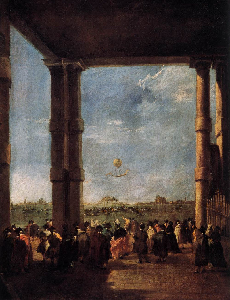 Väggmålning av en luftballong i Venedig - Francesco Guardi