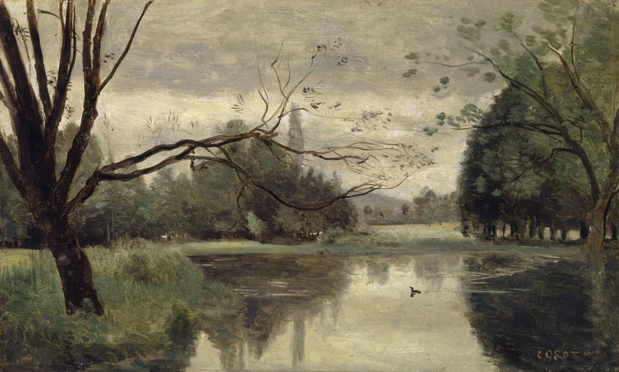 Mortefontaine. Dammen med ankor - Jean-Baptiste Camille Corot