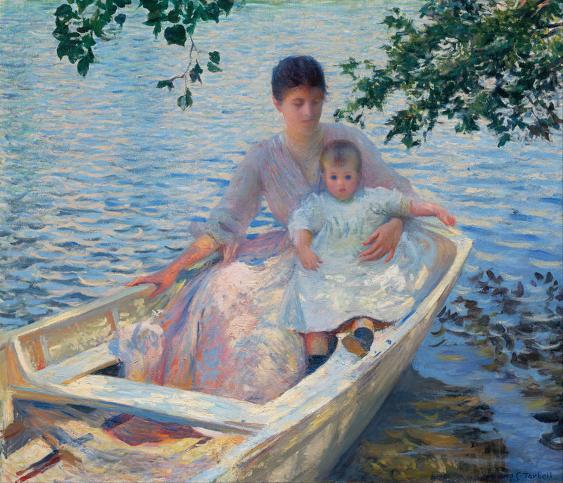 Mor och barn i en båt - Edmund Charles Tarbell