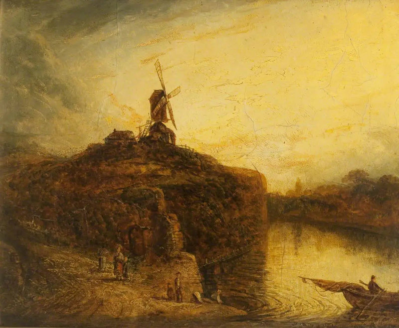 Vindmølle ovanför en flod - Rembrandt