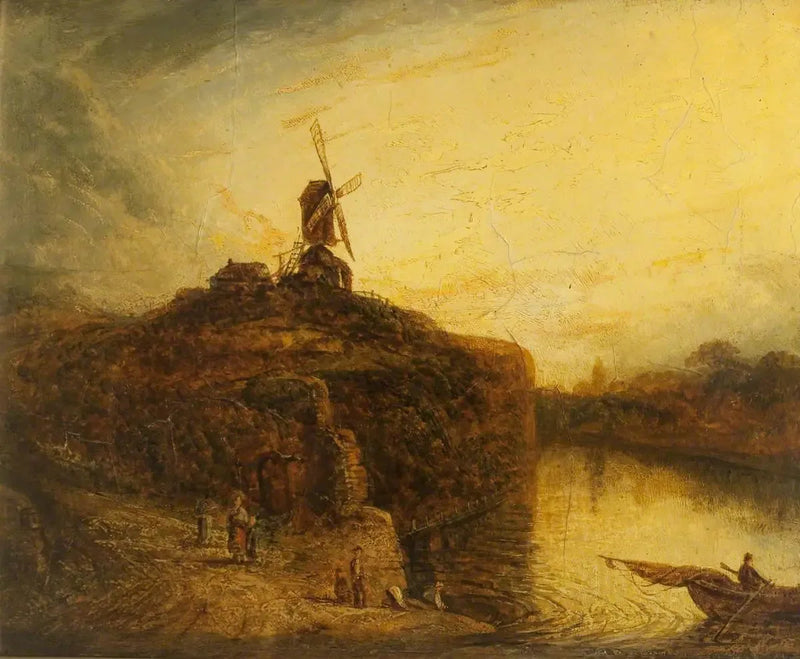 Vindmølle ovanför en flod - Rembrandt