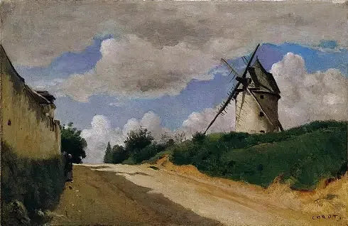 Vindmølle på den picardiska kusten - Jean-Baptiste Camille Corot