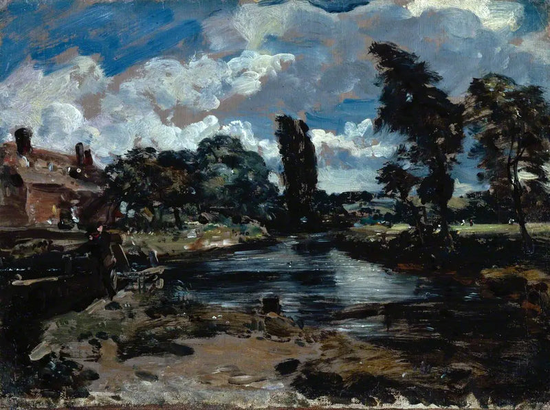 Flatford-mölnen från en sluss på Stour - John Constable