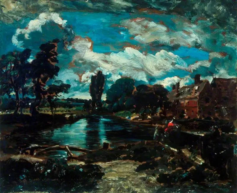 Moulin de Flatford från en sluss på Stour - John Constable