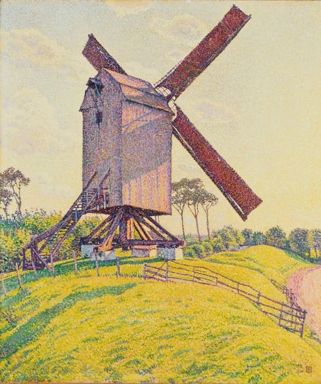Kalfmöllan i Knokke eller Väderkvarn i Flandern (Kalfmöllan i Knokke eller Mølle i Flandern) - Théo van Rysselberghe