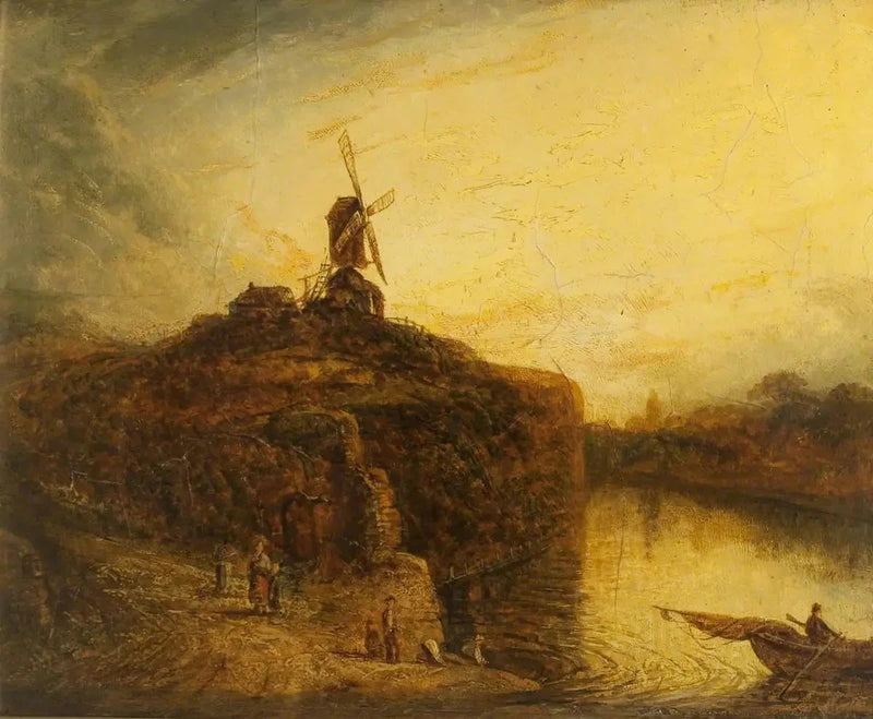 Vindmølle ovanför en flod - Rembrandt