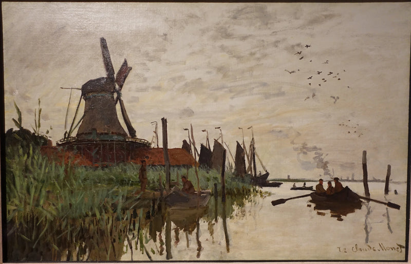Väderkvarn och båtar nära Zaandam W177 - Claude Monet