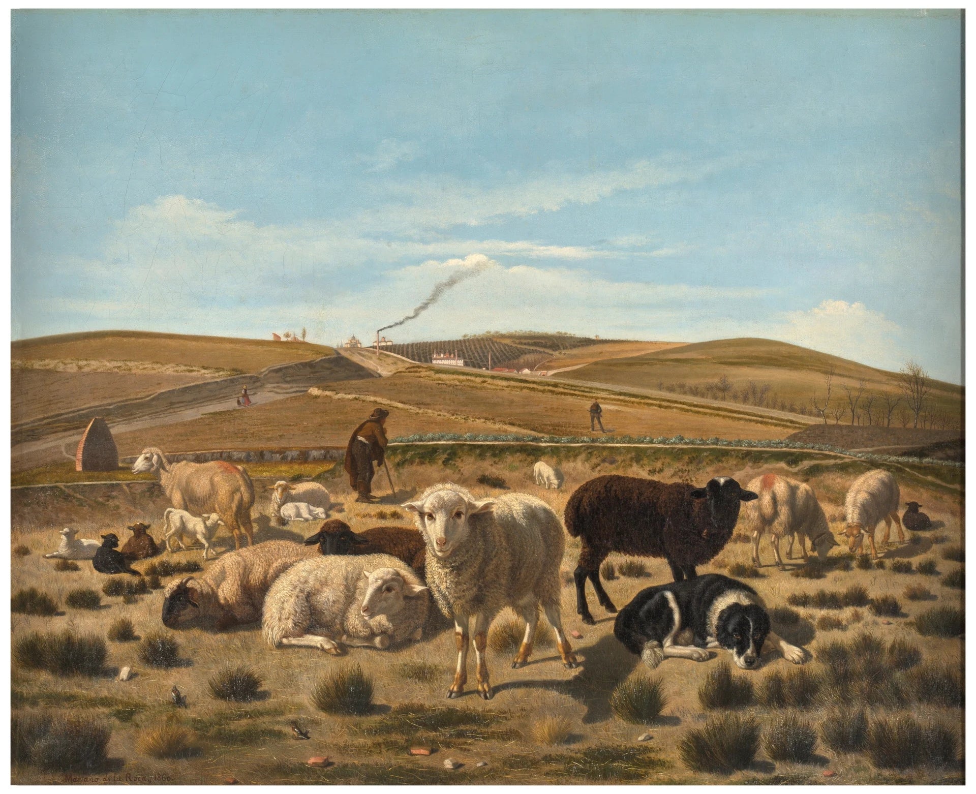 Moutons se reposant en hâte devant les murs de la Puerta de Atocha - Mariano de la Roca y Delgado