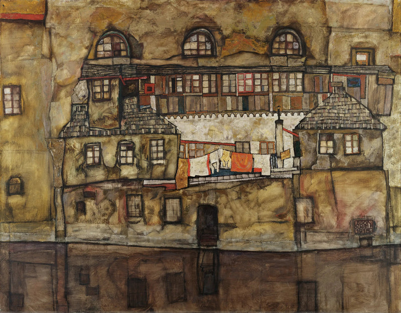 Husvägg vid floden - Egon Schiele