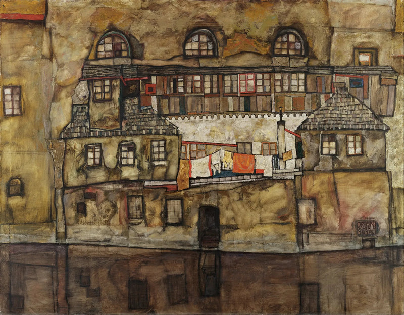 Husvägg vid floden - Egon Schiele