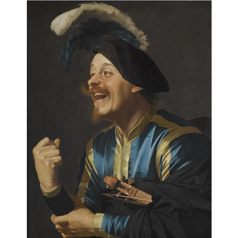 Glad musiker med fiol under armen - Gerrit van Honthorst
