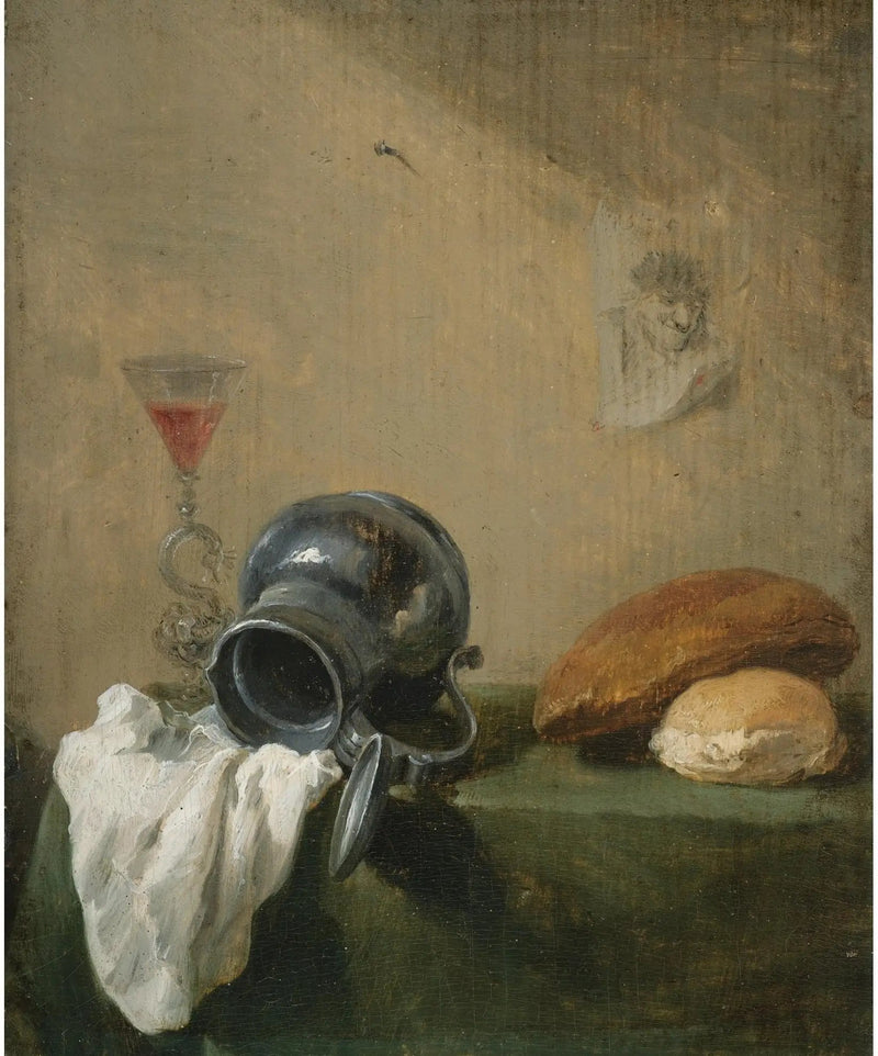 Stillleben med en omkullkastad kruka - David Teniers den yngre