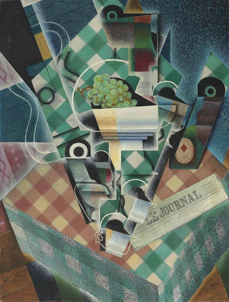 Död natur med rutigt duk - Juan Gris