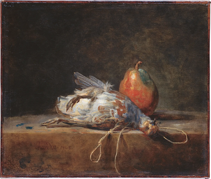 Stillleben med vaktel och päron - Jean Simeón Chardin