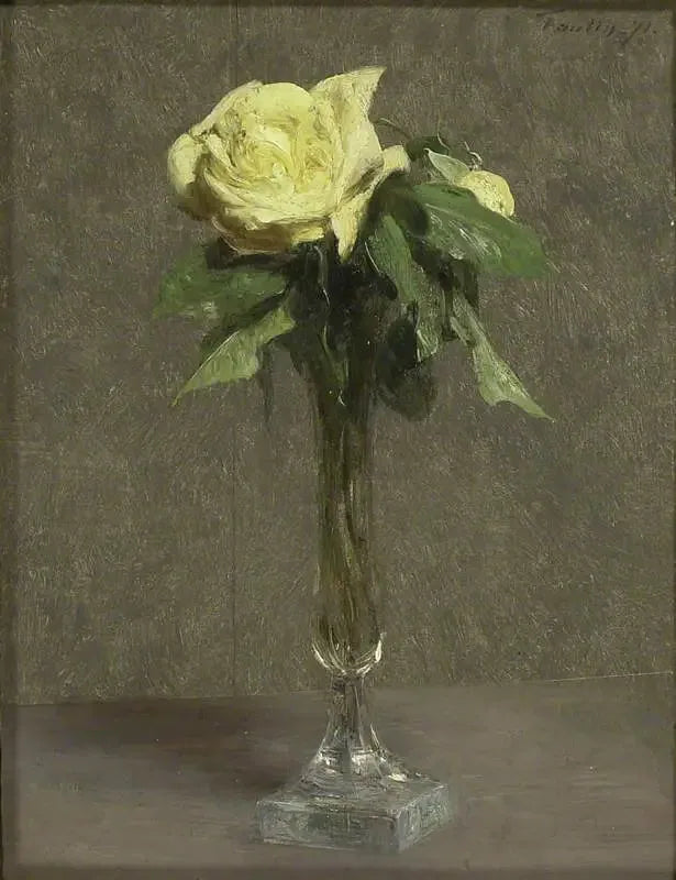 Stillleben med en gul ros - Henri Fantin-Latour