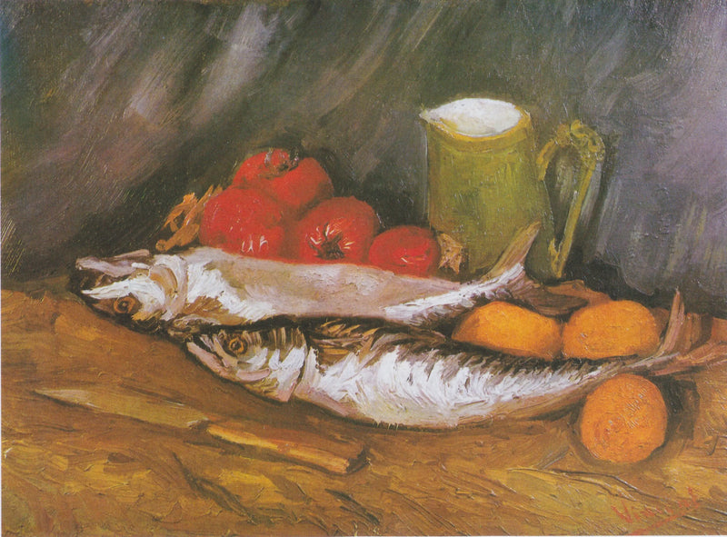 Stilleben med makrill, citron och tomat - Vincent van Gogh