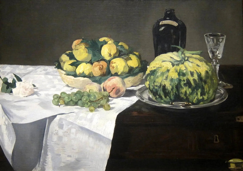 Stilleben med melon och persikor - Édouard Manet