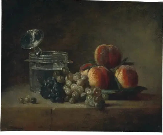 Stillleben med en bricka med persikor - Jean Simeón Chardin