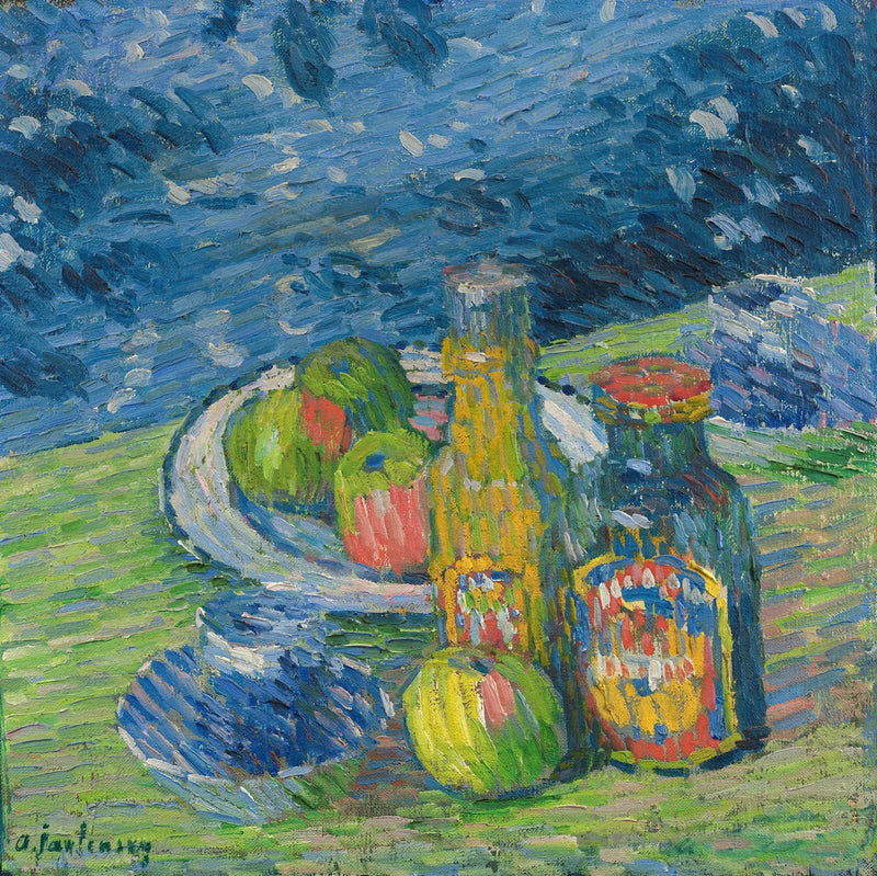 Död natur med flaskor och frukter - Alexej von Jawlensky