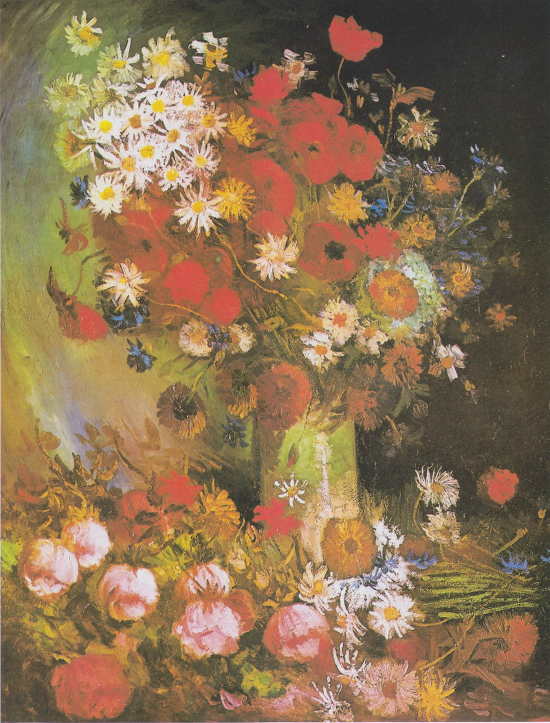 Stilleben med ängsblommor och rosor - Vincent van Gogh