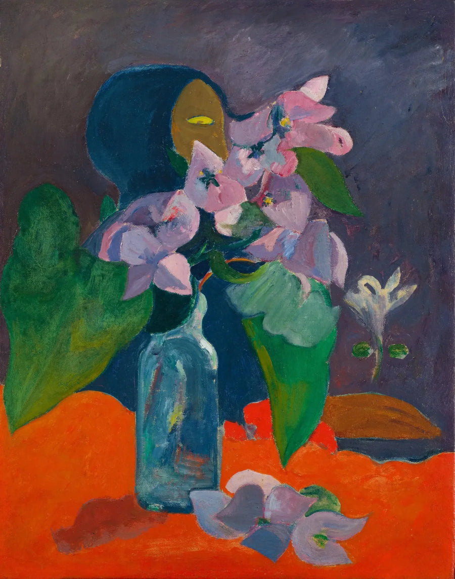 Stilleben med blommor och en idol - Paul Gauguin