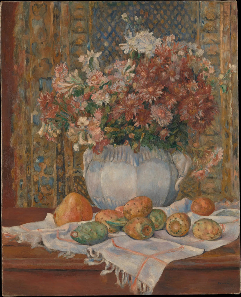 Stilleben med blommor och kaktusfikon - Pierre-Auguste Renoir