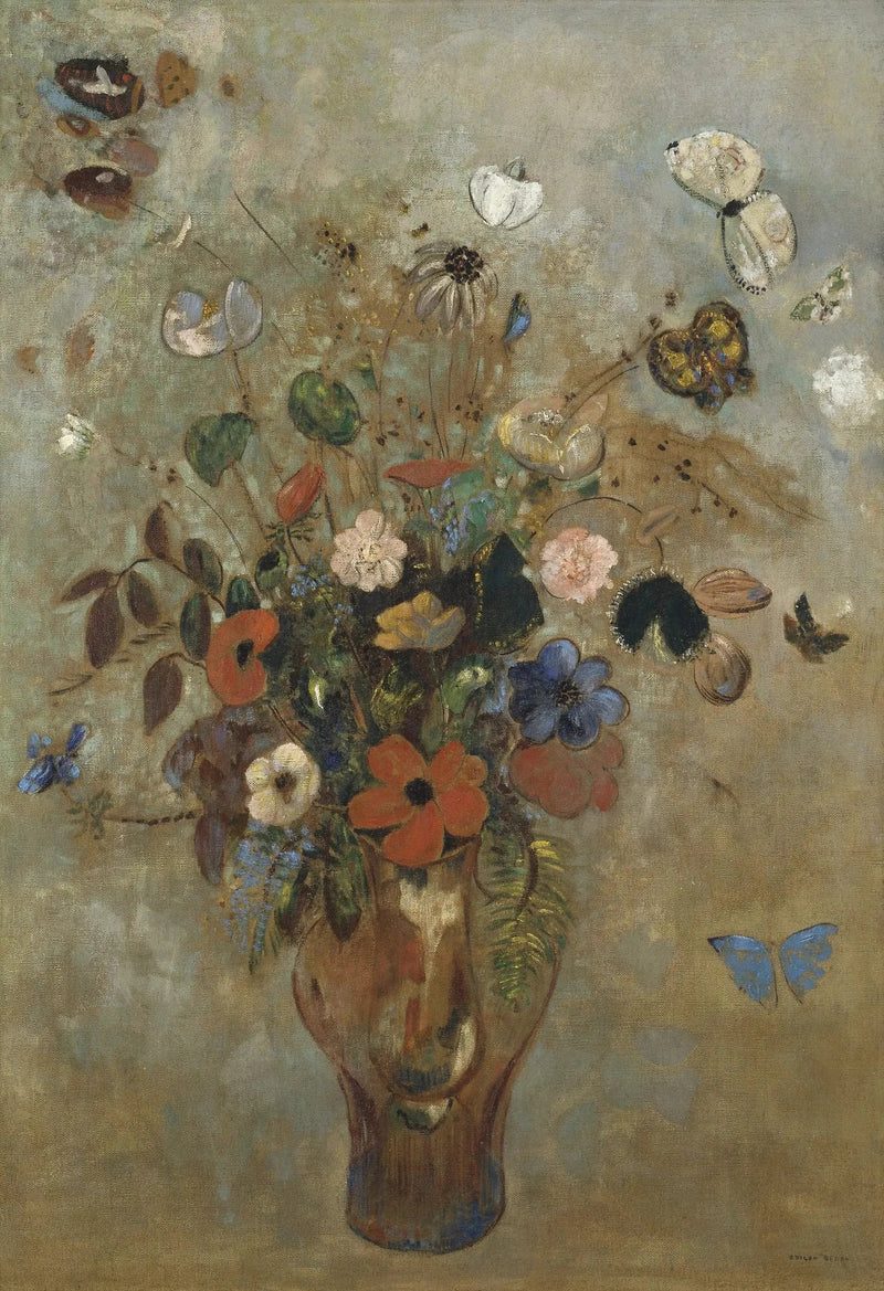 Död natur med blommor - Odilon Redon