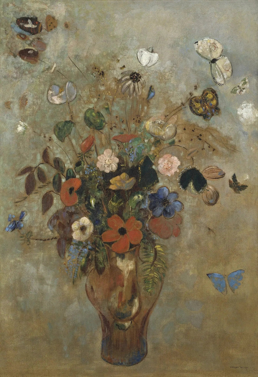 Död natur med blommor - Odilon Redon