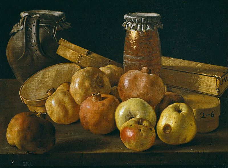 Nature morte aux grenades et pommes, bonbonnières et autres récipients - Luis Eugenio Meléndez
