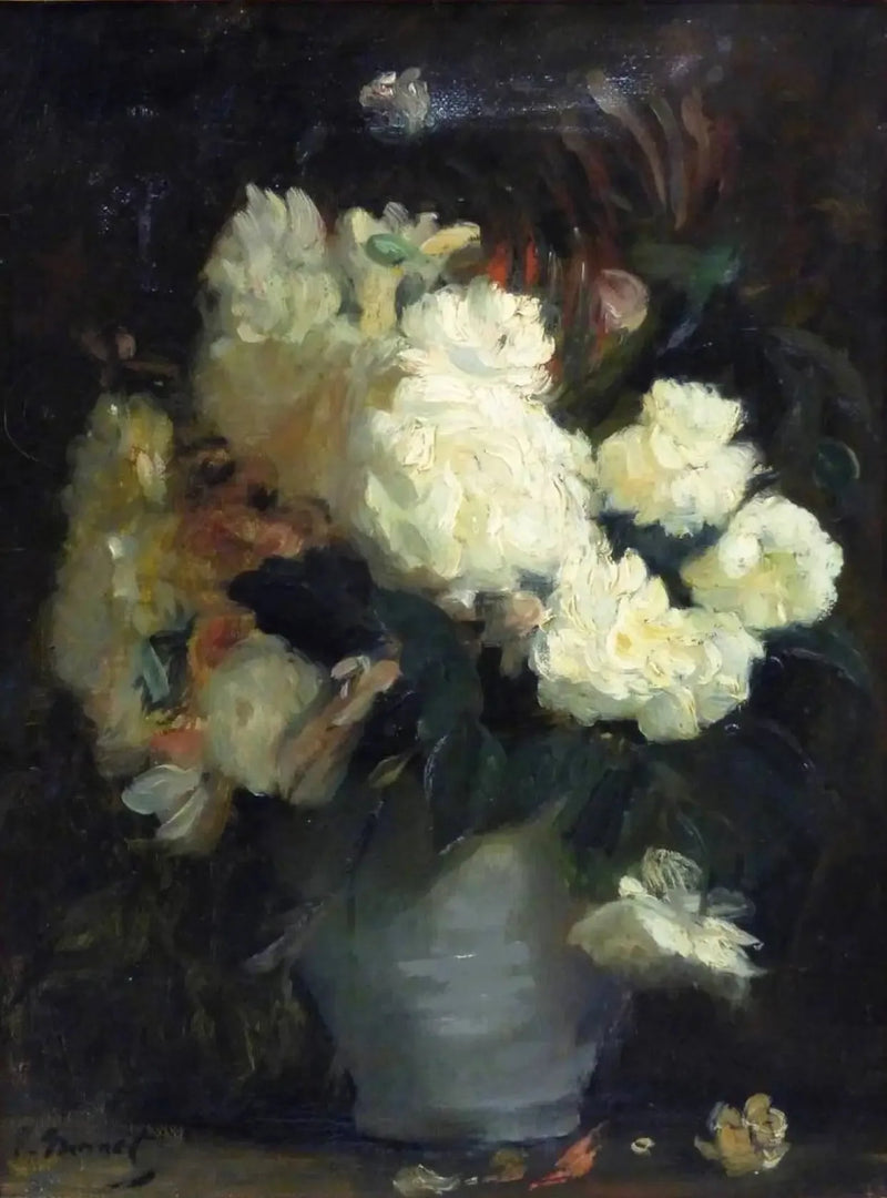 Stilleben med vita pioner och andra blommor - Édouard Manet